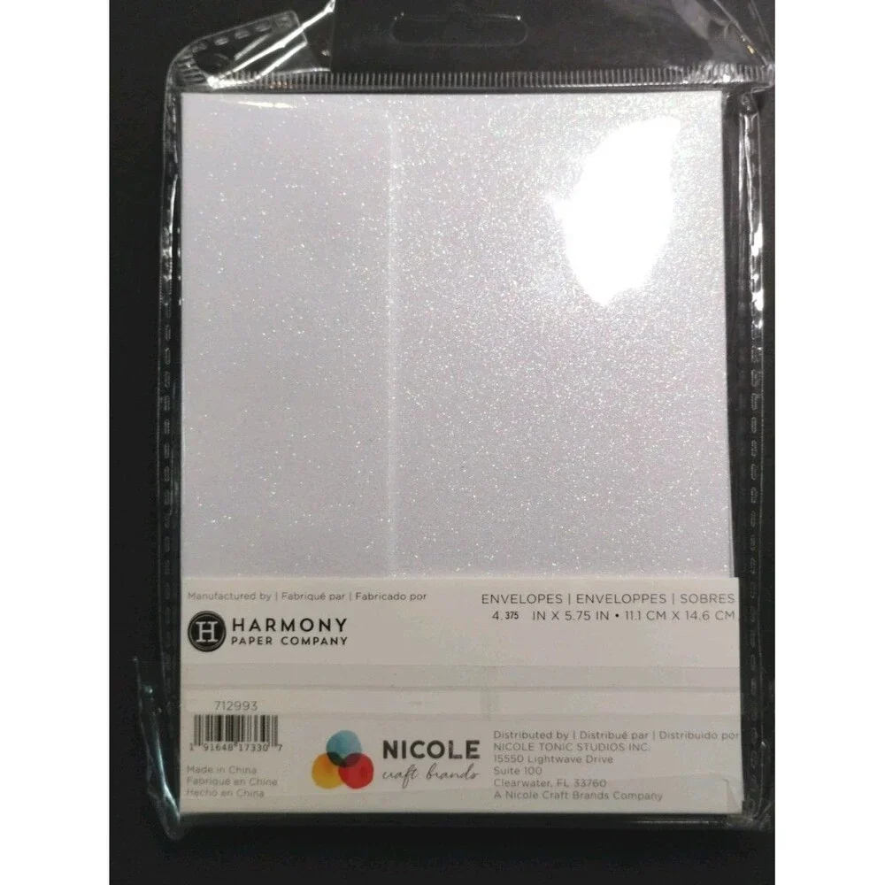 Harmony Paper Inkjet Printable Glitter A2 Envelopes, 20 Pack, Crystal White, NEW